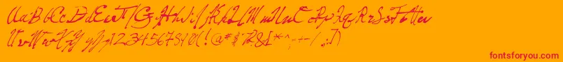 FountainPenFrenzy-Schriftart – Rote Schriften auf orangefarbenem Hintergrund