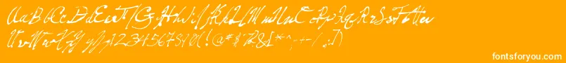 FountainPenFrenzy-Schriftart – Weiße Schriften auf orangefarbenem Hintergrund