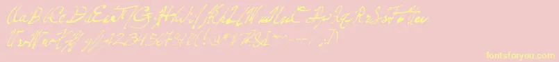 FountainPenFrenzy-Schriftart – Gelbe Schriften auf rosa Hintergrund