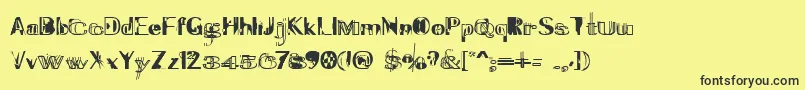 Experitypo5-Schriftart – Schwarze Schriften auf gelbem Hintergrund