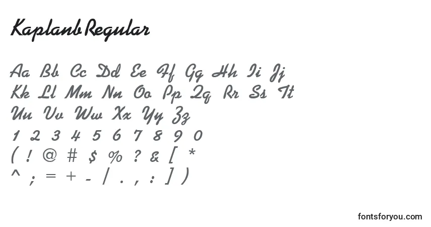 Schriftart KaplanbRegular – Alphabet, Zahlen, spezielle Symbole