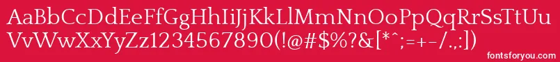 QuattrocentoRegular-fontti – valkoiset fontit punaisella taustalla