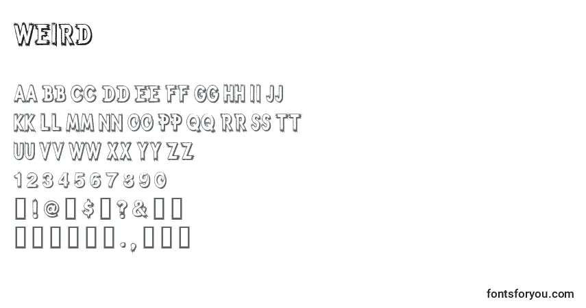 Schriftart Weird – Alphabet, Zahlen, spezielle Symbole