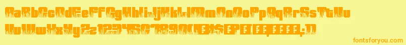 Saiba mais sobre a fonte HighVolume0 Fonte HighVolume0 – fontes laranjas em um fundo amarelo
