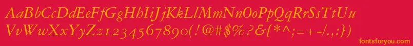 Garamond3ItalicOldStyleFigures Font – Orange Fonts on Red Background