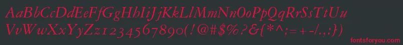 Шрифт Garamond3ItalicOldStyleFigures – красные шрифты на чёрном фоне