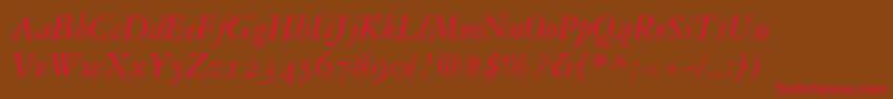 Garamond3ItalicOldStyleFigures Font – Red Fonts on Brown Background