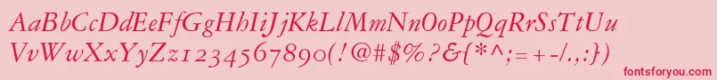 Garamond3ItalicOldStyleFigures Font – Red Fonts on Pink Background