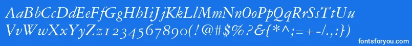 Garamond3ItalicOldStyleFigures Font – White Fonts on Blue Background