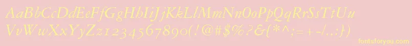 Garamond3ItalicOldStyleFigures Font – Yellow Fonts on Pink Background