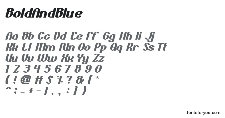 Czcionka BoldAndBlue – alfabet, cyfry, specjalne znaki