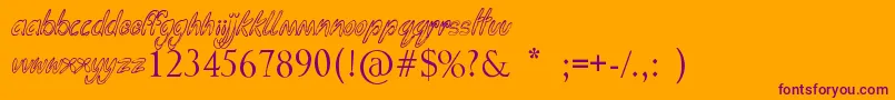 FungaDongaBinge-Schriftart – Violette Schriften auf orangefarbenem Hintergrund