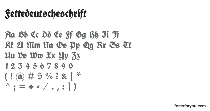 Шрифт Fettedeutscheschrift (95554) – алфавит, цифры, специальные символы