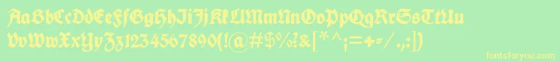 Fettedeutscheschrift Font – Yellow Fonts on Green Background