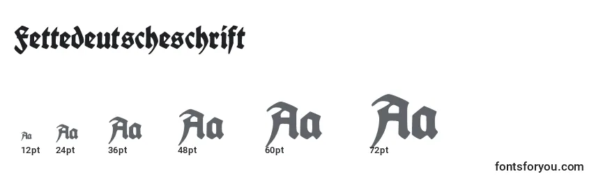 Größen der Schriftart Fettedeutscheschrift (95554)