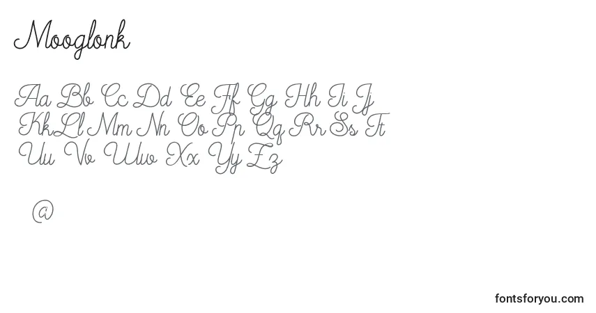 Schriftart Mooglonk (95555) – Alphabet, Zahlen, spezielle Symbole