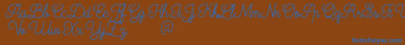 Mooglonk-Schriftart – Blaue Schriften auf braunem Hintergrund