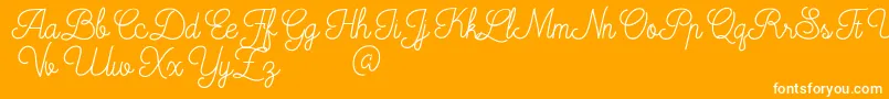 Mooglonk-Schriftart – Weiße Schriften auf orangefarbenem Hintergrund