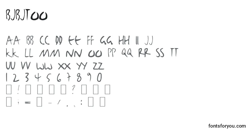 A fonte BjbjToo – alfabeto, números, caracteres especiais