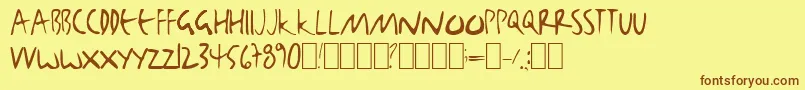BjbjToo Font – Brown Fonts on Yellow Background