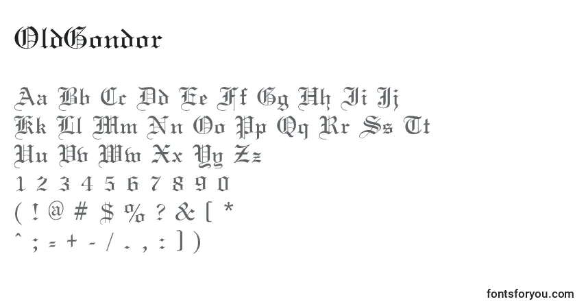 Czcionka OldGondor – alfabet, cyfry, specjalne znaki