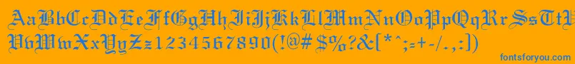 OldGondor-Schriftart – Blaue Schriften auf orangefarbenem Hintergrund