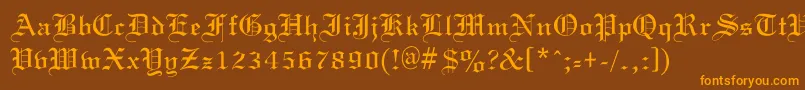 OldGondor-Schriftart – Orangefarbene Schriften auf braunem Hintergrund