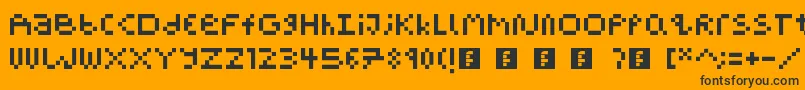 PixelBlockBb-Schriftart – Schwarze Schriften auf orangefarbenem Hintergrund