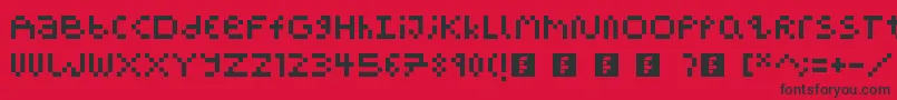 PixelBlockBb-fontti – mustat fontit punaisella taustalla