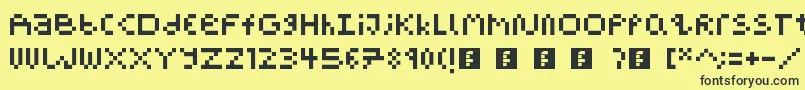 PixelBlockBb-fontti – mustat fontit keltaisella taustalla