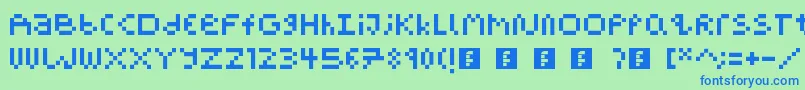 フォントPixelBlockBb – 青い文字は緑の背景です。