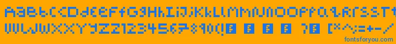 PixelBlockBb-Schriftart – Blaue Schriften auf orangefarbenem Hintergrund