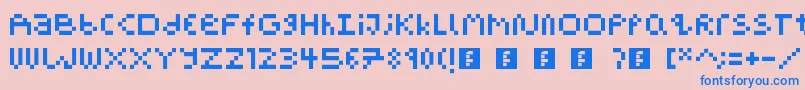 PixelBlockBb-fontti – siniset fontit vaaleanpunaisella taustalla