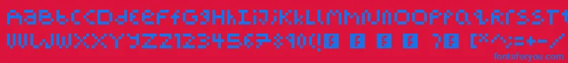 PixelBlockBb-Schriftart – Blaue Schriften auf rotem Hintergrund