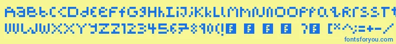 PixelBlockBb-Schriftart – Blaue Schriften auf gelbem Hintergrund