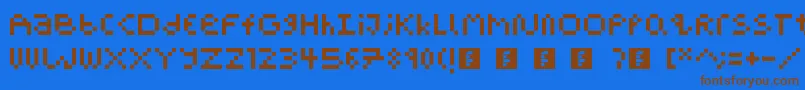 PixelBlockBb-fontti – ruskeat fontit sinisellä taustalla