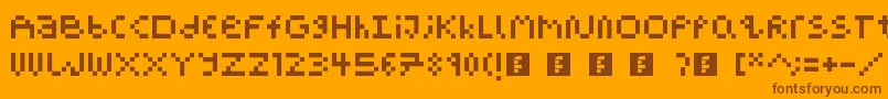 PixelBlockBb-fontti – ruskeat fontit oranssilla taustalla
