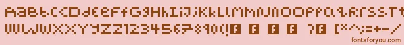 PixelBlockBb-fontti – ruskeat fontit vaaleanpunaisella taustalla