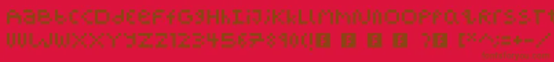 PixelBlockBb-fontti – ruskeat fontit punaisella taustalla