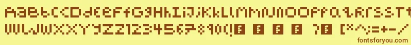 PixelBlockBb Font – Brown Fonts on Yellow Background