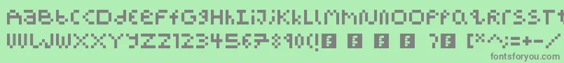 PixelBlockBb-fontti – harmaat kirjasimet vihreällä taustalla