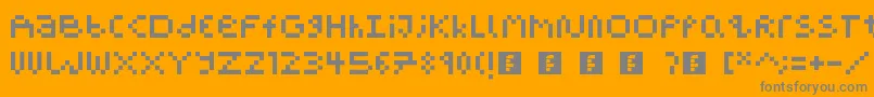 PixelBlockBb-fontti – harmaat kirjasimet oranssilla taustalla