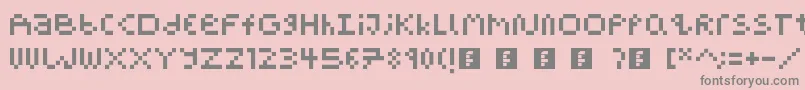 PixelBlockBb-fontti – harmaat kirjasimet vaaleanpunaisella taustalla