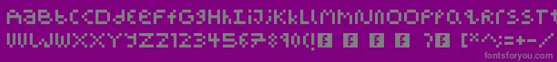 PixelBlockBb-fontti – harmaat kirjasimet violetilla taustalla