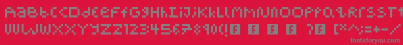 PixelBlockBb-fontti – harmaat kirjasimet punaisella taustalla