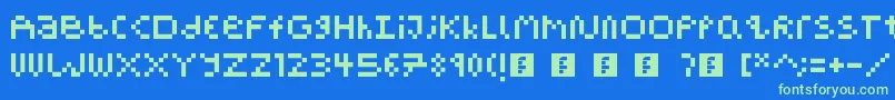 PixelBlockBb-fontti – vihreät fontit sinisellä taustalla