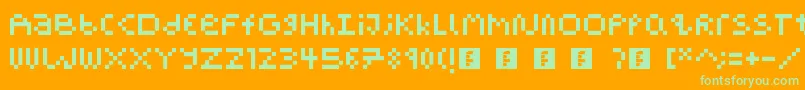PixelBlockBb-fontti – vihreät fontit oranssilla taustalla