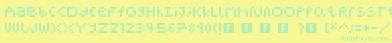 PixelBlockBb-fontti – vihreät fontit keltaisella taustalla