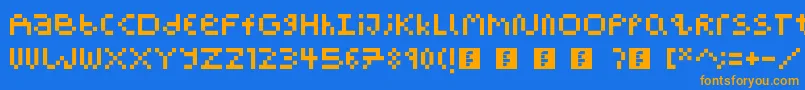 フォントPixelBlockBb – オレンジ色の文字が青い背景にあります。