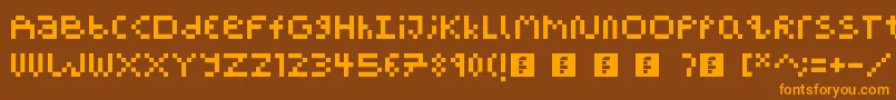 PixelBlockBb Font – Orange Fonts on Brown Background